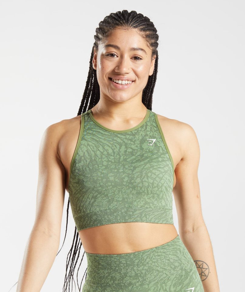 Women\'s Gymshark Adapt Animal Seamless Sports Bra Green | NZ 2DOJTL